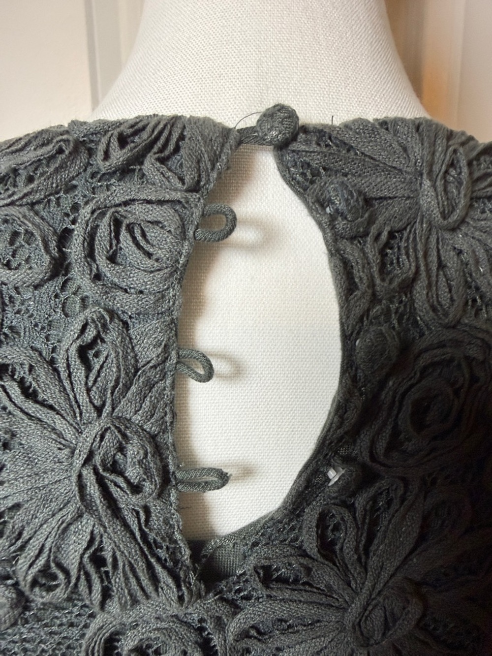 Zara Charcoal Gray Floral Lace Long Sleeve Dress - Picture 5 of 8